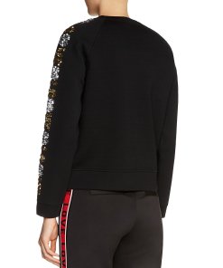 Maje Topaz Love Sequin-Sleeve Sweatshirt
