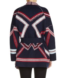 Maje Marcozi Belted Kimono Jaquard Cardigan