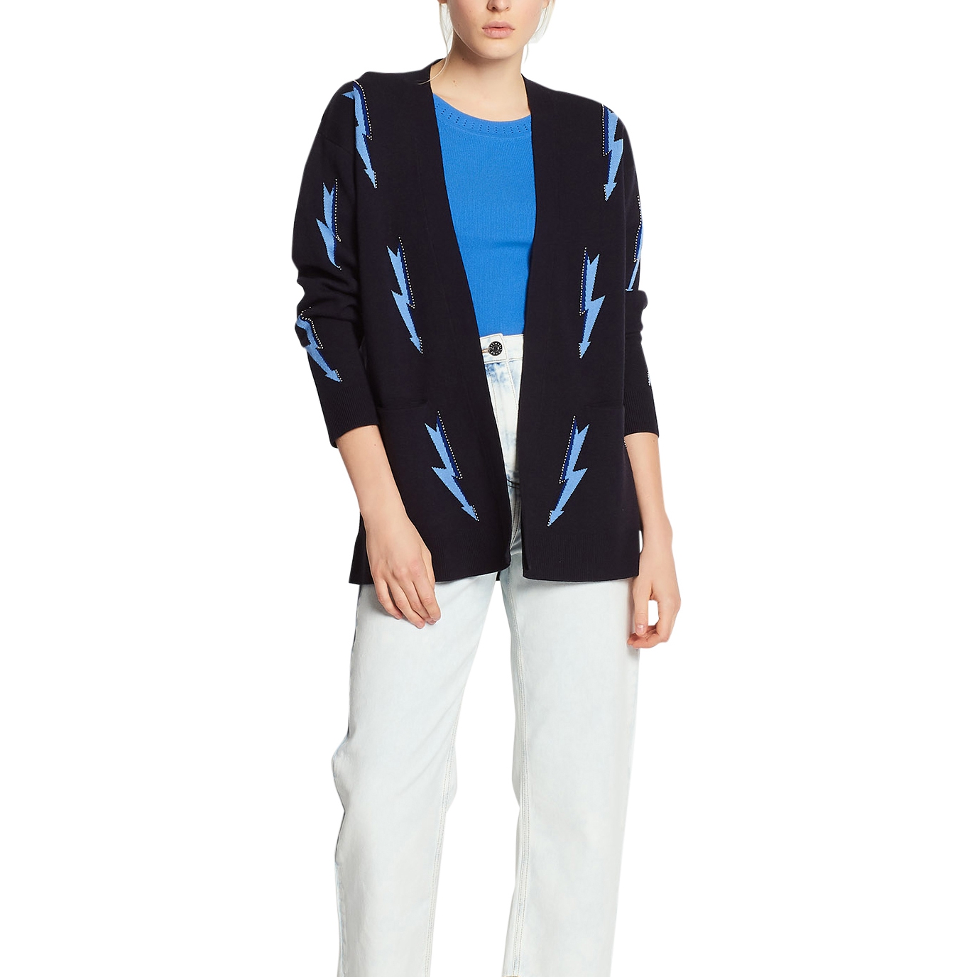 Sandro Juste Lightning Bolt Open-Front Cardigan