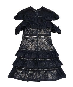 Alice + Olivia Jolie Tiered Ruffle Guipure Lace Dress