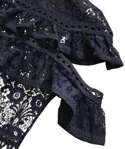 Alice + Olivia Jolie Tiered Ruffle Guipure Lace Dress