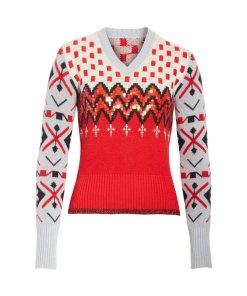 Coach 1941 Sequined Jacquard Wool & Cashmere V-Neck Sweater