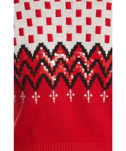 Coach 1941 Sequined Jacquard Wool & Cashmere V-Neck Sweater
