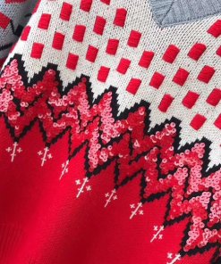 Coach 1941 Sequined Jacquard Wool & Cashmere V-Neck Sweater
