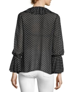 Alice + Olivia Elliot Ruffle Detail Polka Dot Blouse