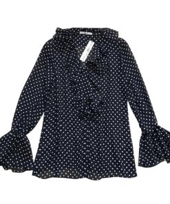 Alice + Olivia Elliot Ruffle Detail Polka Dot Blouse