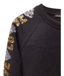 Maje Topaz Love Sequin-Sleeve Sweatshirt