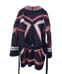 Maje Marcozi Belted Kimono Jaquard Cardigan