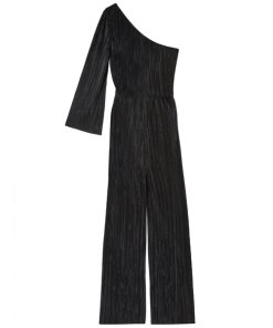 Alice + Olivia Keiko Pleated One-Shoulder Wide-Leg Jumpsuit