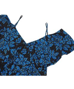 Diane von Furstenberg Ruffle Cold-Shoulder Floral Silk Blouse