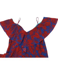 Diane von Furstenberg Ruffle Cold-Shoulder Floral Silk Blouse