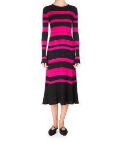 Proenza Schouler Striped Knit Long-Sleeve Midi Dress