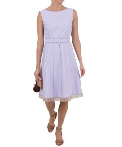 semi formal dresses for sweet 16 Pale Blue A-line Satin Off Shoulders Long Prom Dress main image 0