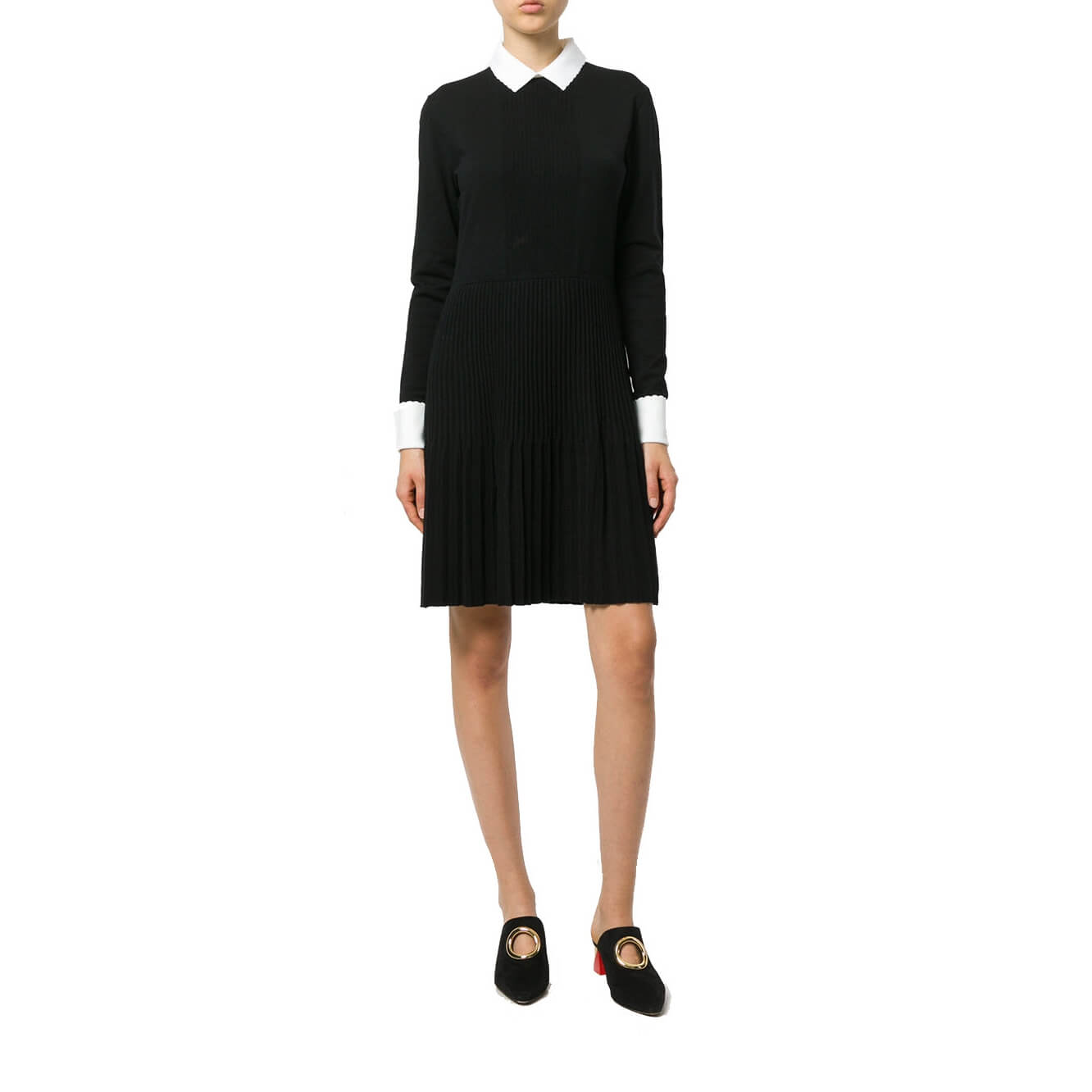 Tory Burch Sabina Contrast Collar Knit Dress  evaChic