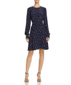 Theory Floral Print Lace-Up Silk Dress