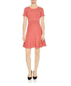 Sandro Etor Eyelet-Detail Pleated Knit Dress
