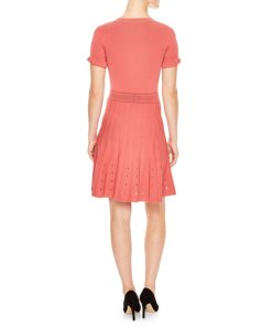 Sandro Etor Eyelet-Detail Pleated Knit Dress