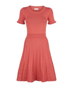 Sandro Etor Eyelet-Detail Pleated Knit Dress