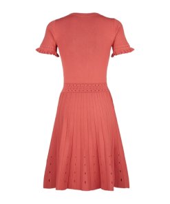 Sandro Etor Eyelet-Detail Pleated Knit Dress