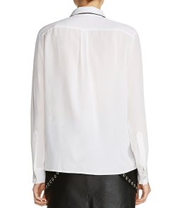 Maje Campi Embellished Tulle Tie Shirt