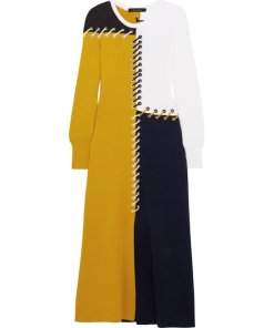 Cédric Charlier Whipstitch Colorblock Cashmere Dress