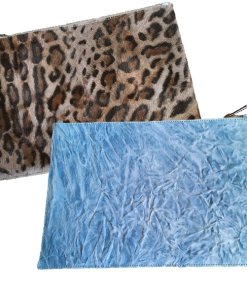 Feel Good Fur Bi-Color Calfskin & Crinkled Leather Super Flat Pouch