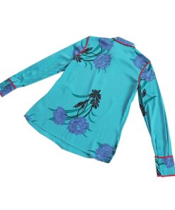 Diane von Furstenberg Farren Marine Print Contrast Piping Shirt