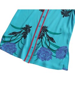 Diane von Furstenberg Farren Marine Print Contrast Piping Shirt