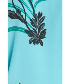 Diane von Furstenberg Farren Marine Print Contrast Piping Shirt