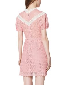 Sandro Gavin Two-Tone Puff-Sleeve Lace Dress