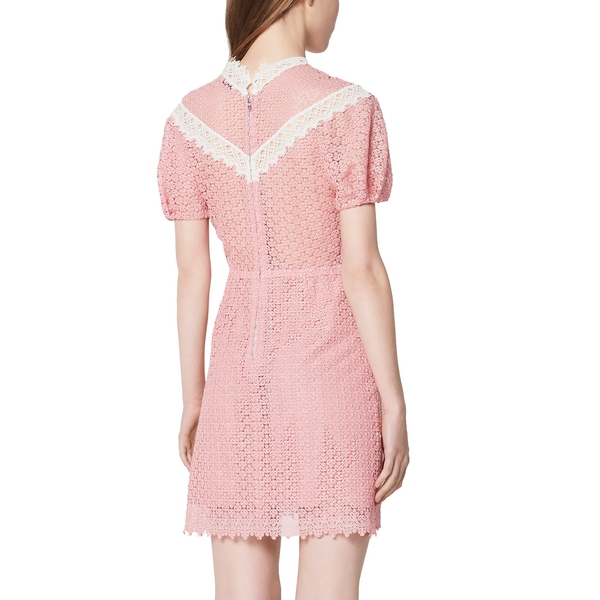 Sandro Gavin Two-Tone Puff-Sleeve Lace Dress