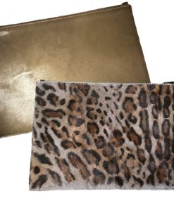 Feel Good Fur Bi-Color Calfskin Super Flat Pouch