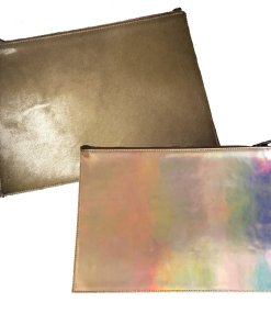 Feel Good Fur Bi-Color Calfskin & Iridescent Leather Super Flat Pouch