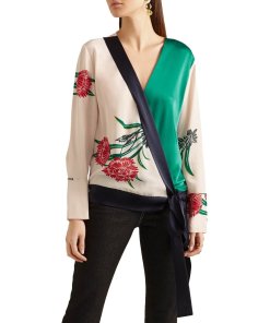 Diane von Furstenberg Floral Print Silk Wrap Blouse