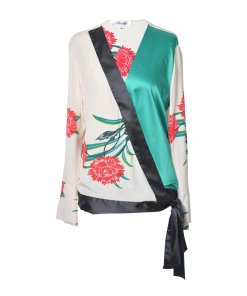 Diane von Furstenberg Floral Print Silk Wrap Blouse