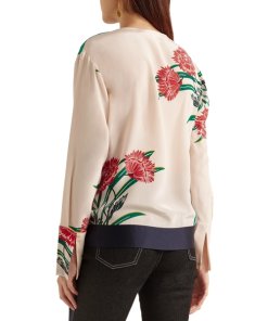 Diane von Furstenberg Floral Print Silk Wrap Blouse