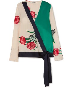 Diane von Furstenberg Floral Print Silk Wrap Blouse