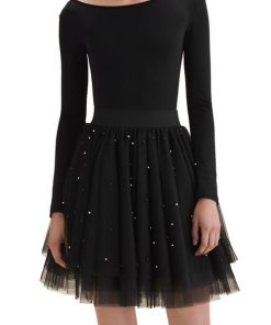 Maje Jodia Beaded Tulle Mini Skirt