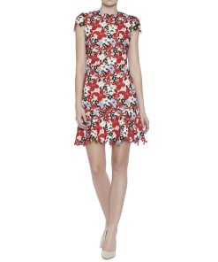 Alice + Olivia Imani Floral-Lace Cap-Sleeve Mini Dress