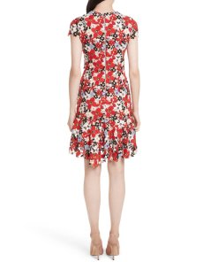 Alice + Olivia Imani Floral-Lace Cap-Sleeve Mini Dress