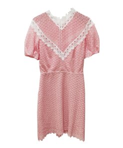 Sandro Gavin Two-Tone Puff-Sleeve Lace Dress