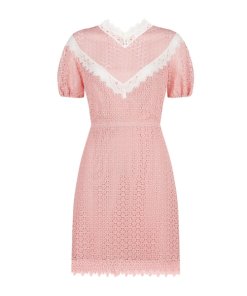 Sandro Gavin Two-Tone Puff-Sleeve Lace Dress