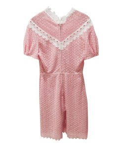 Sandro Gavin Two-Tone Puff-Sleeve Lace Dress