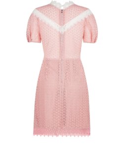 Sandro Gavin Two-Tone Puff-Sleeve Lace Dress