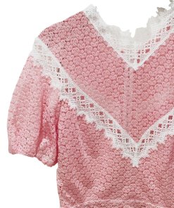 Sandro Gavin Two-Tone Puff-Sleeve Lace Dress
