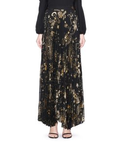 Alice + Olivia Shannon Sun Print Pleated Chiffon Maxi Skirt