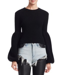 Alexander Wang Engineer Wool-Blend Bishop Sleeve Sweater