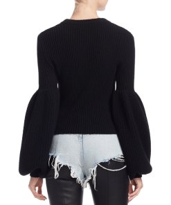 Alexander Wang Engineer Wool-Blend Bishop Sleeve Sweater