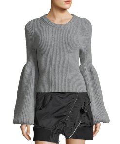 Alexander Wang Engineer Wool-Blend Bishop Sleeve Sweater