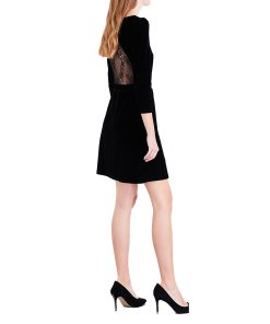 Maje Remano Lace Inset Velvet Dress